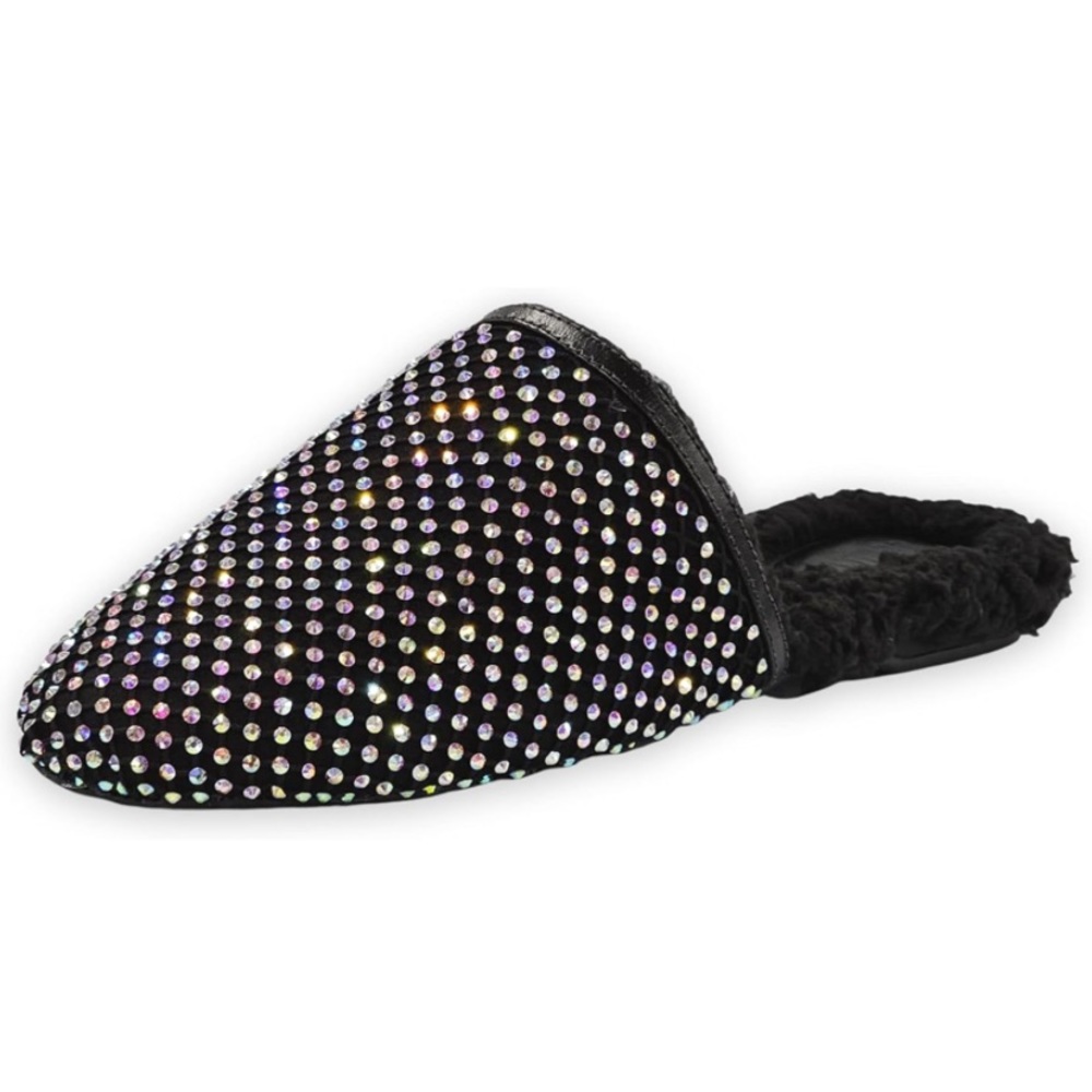 Schutz Shies Jasmin Mule Slippers black with Multicolored jewels Size 7